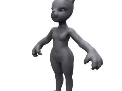 Demi-cat female character Free 3D model