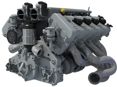 Metalic V8 Eight Cylinder V Engine 3D model