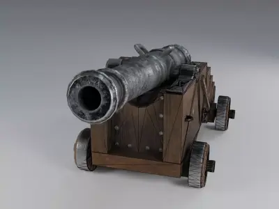 Game-ready Vessel cannon Low-poly 3D model