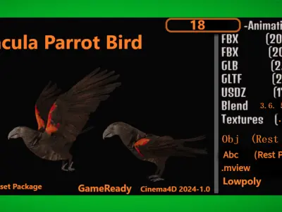 Pesquet Dracula Parrot Bird Low-poly 3D model