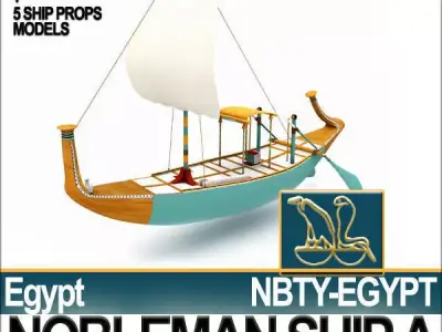 Ancient Egyptian Nobleman Ship and Naval Props 3D model