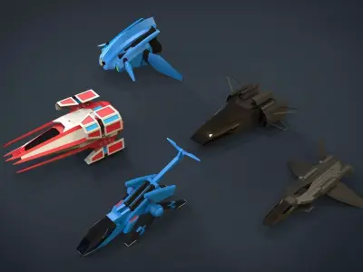 5 SpaceShip Collection 02 Low-poly 3D model