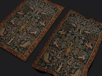Medieval Birds Tapestry Low-poly 3D model
