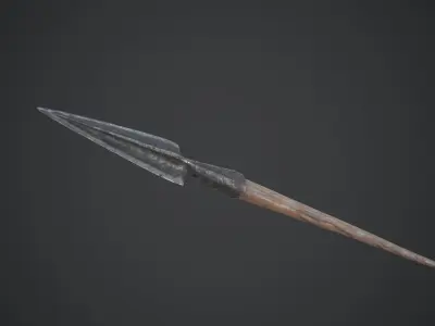 Medieval Spear Low-poly 3D model 10