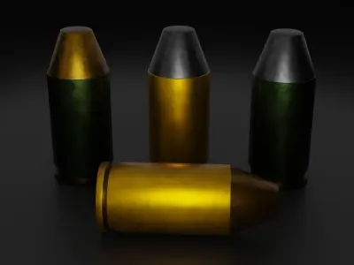 9x18mm police ammo Low-poly 3D model Low-poly 3D model