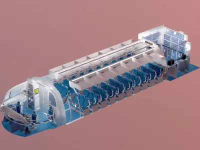 This 3D airplane includes a fully detailed interior 3D model