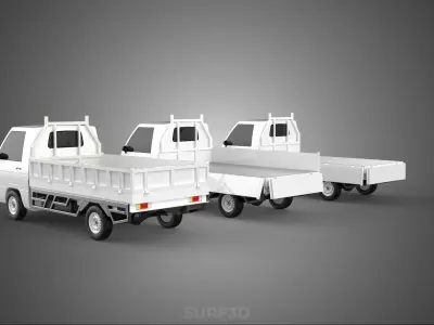 COLLECTION 3 WAY WIDE DECK DROP SIDE LOAD BED BODY PICKUP TRUCK 3D model