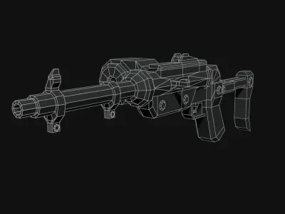  Post apocalyptic self-made sub-machinegun Low Poly style Low-poly 3D model