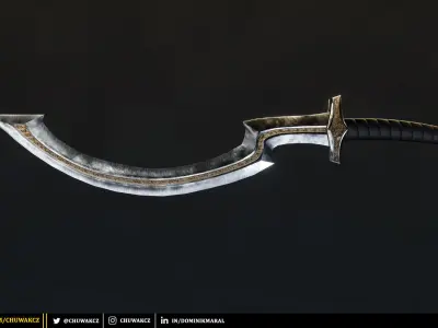 Steel Egyptian Khopesh Sword - PBR game ready 3d weapon Low-poly 3D model