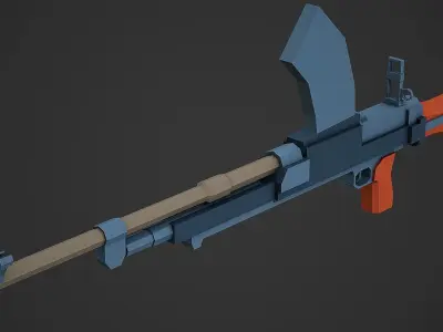 Stylized Bren LMG Low Poly Mobile Ready Low-poly 3D model