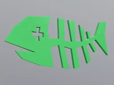 Fishbone fish skeleton Low-poly 3D model