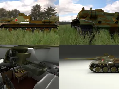 SU 100 Interior Engine Bay Full Camo HDRI 3D model