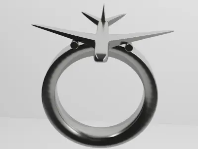 a ring with an image of an airplane 3D model