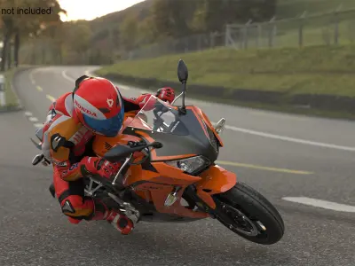 Honda Motorcycle with Rider Turning 3D model