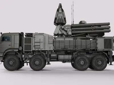 Pantsir S2 shell close air defence system Low-poly 3D model