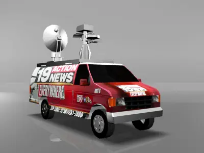 Broadcasting Van Low-poly 3D model
