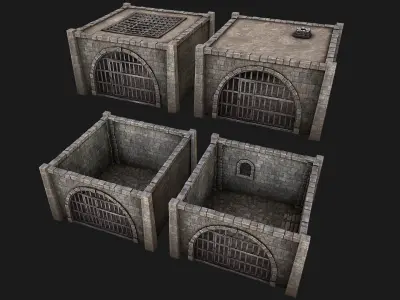 Medieval Dungeon Prison Set Low-poly 3D model