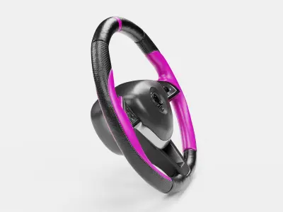 Pink Cover Steering Wheel 3D model