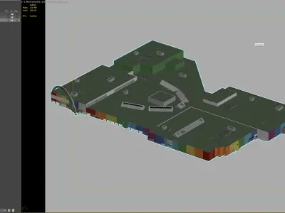 Modern shopping mall with colorful exterior design 3D model