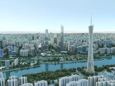 Guangzhou City Low-poly 3D model