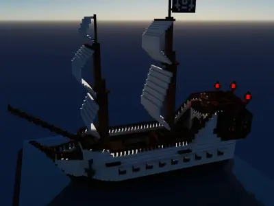 Voxel Pirate Ship Low-poly 3D model