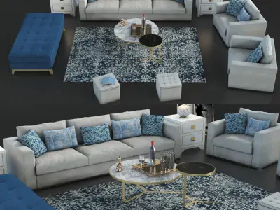 Set of furniture with carpet 3D model