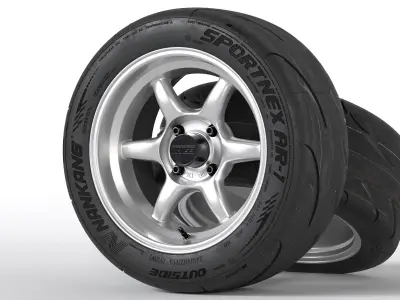 Kansei Tandem 15 Rims with Nankang Sportnex AR-1 Tires 3D model