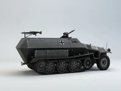 Low Poly Sdkfz 251 Hanomag armored car Low-poly 3D model