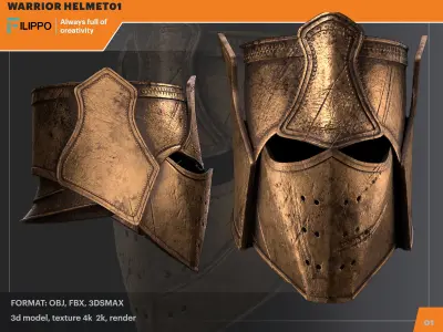 warrior helmet 01 Low-poly 3D model