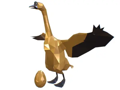 Animated Golden Goose Egg Lowpoly Art Style Low-poly 3D model