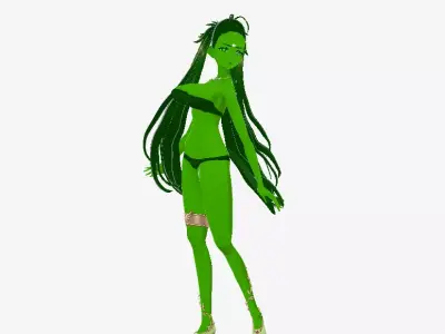 Sylvana - Green Forest Queen Anime Character Low-poly 3D model