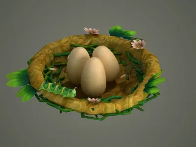 bird nest birdnest egg eggs robin bluebird eagle feeder house  3D model