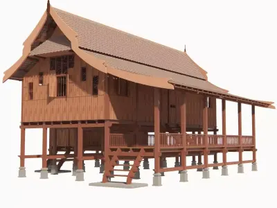 Traditional Rumah Terengganu Malay Heritage House 3D model