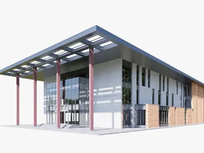 Modern realistic 3d building Low-poly 3D model