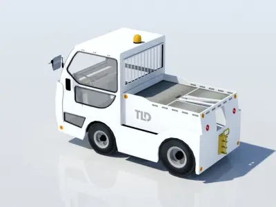 Small JET 16  bagagge tractor static low poly ground equipment Low-poly 3D model