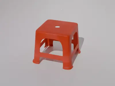 Vietnamese Plastic Chair - Street Food Prop PBR Low-Poly Free low-poly 3D model