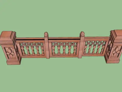 indian jodhpuri stone railing with balester 3d modal Low-poly 3D model