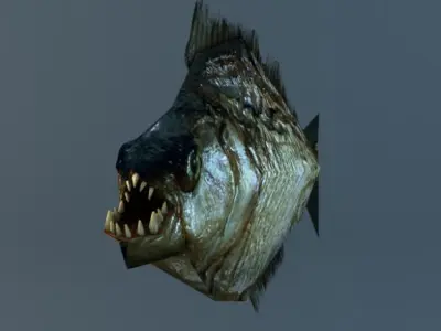 Low poly piranha fish 3D model