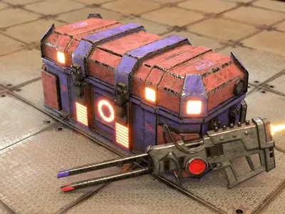 Sci-Fi Chest With Magnezone Weapon Low-poly 3D model