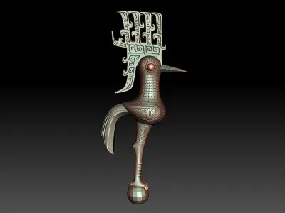 Ancient Shu Sanxingdui Sunbird Statue 3D model