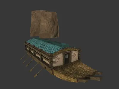 Korean Turtle Ship - Medieval Warship 04 Low-poly 3D model