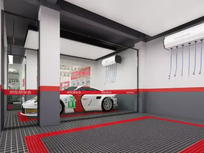 Auto repair shop Low-poly 3D model