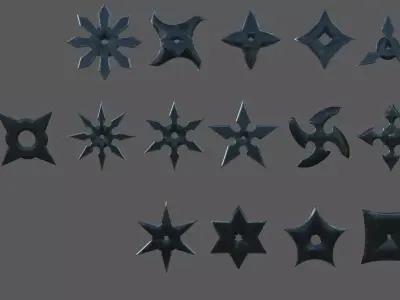 Shuriken Pack Low-poly 3D model Low-poly 3D model