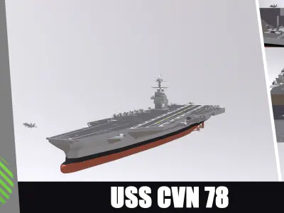 USS CVN 78 GERALD FORD Low-poly 3D model