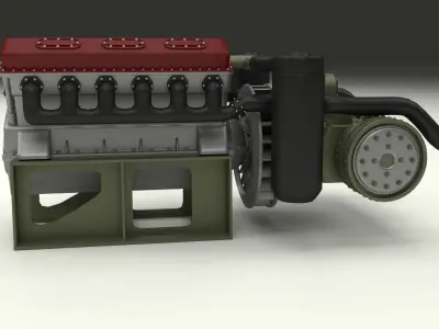 T-34 Engine and Transmission 3D model