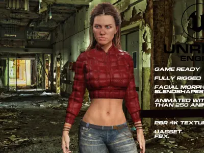 Zombie Hunter full rigged - game ready - animated Low-poly 3D model