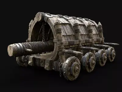 BATTERING RAM MEDIEVAL WAR MACHINE SIEGE ENGINE TANK AAA Low-poly 3D model