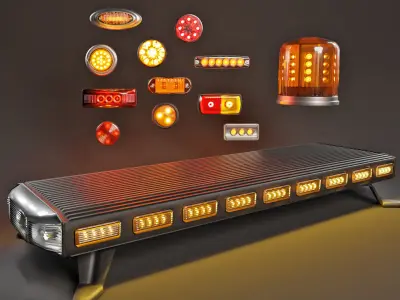 Markers and Emergency Lights Collection 3D model