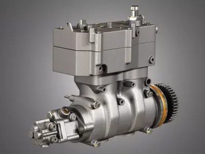 Air Brake Compressor - Two Piston - MX13 Diesel Engine 3D model