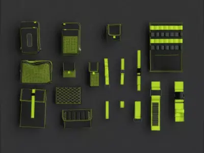 Techwear elements for 3D character model 3D model